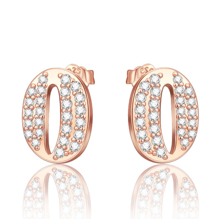 Aretes Ovalo Resplandeciente Dorado Rosa