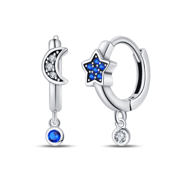 Aretes Luna y Estrella Azul