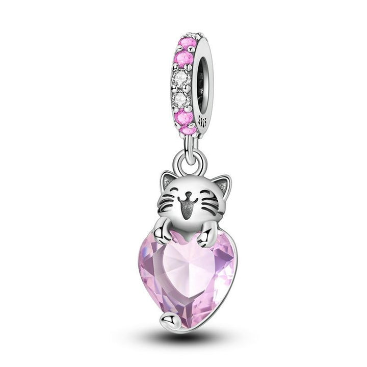 Charm Gato y Corazón Rosa
