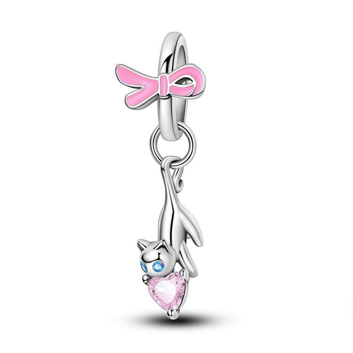 Charm Gatito Alegre y Corazón Rosa