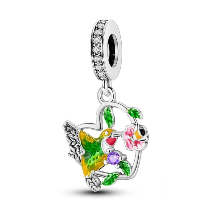 Charm Colibrí Amarillo y Flores