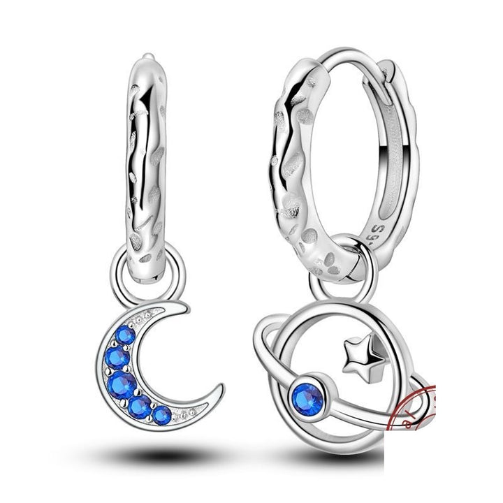 Aretes Luna y Saturno Estrellado