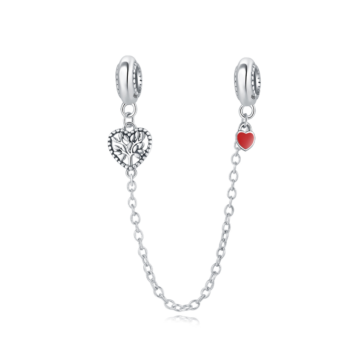 Cadena de Seguridad Árbol y Corazón Rojo