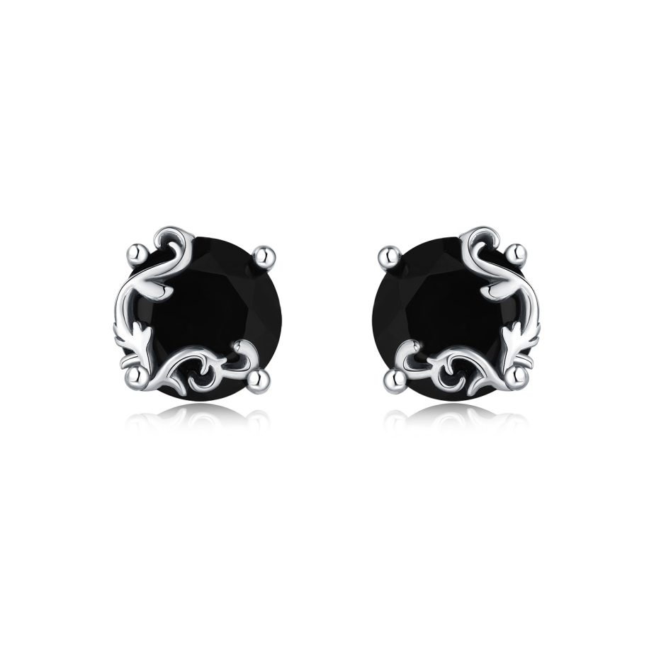 Aretes Piedra Negra y Hojas