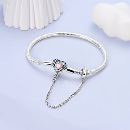 Pulsera Cadena de Seguridad Corazón Rosa