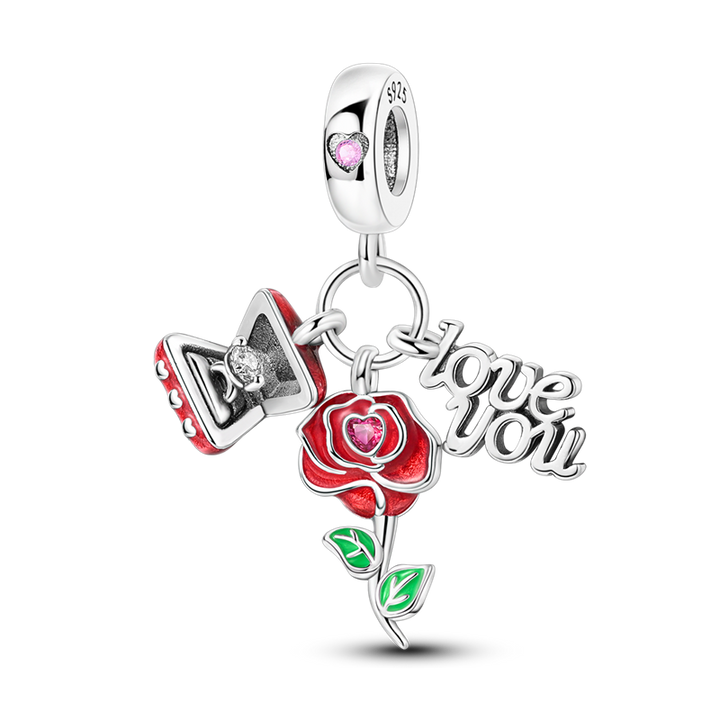 Charm Anillo, Rosa & Love You