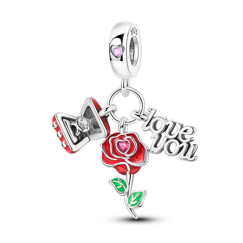 Charm Anillo, Rosa & Love You