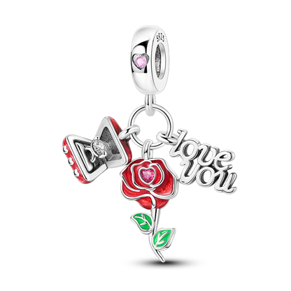 Charm Anillo, Rosa & Love You