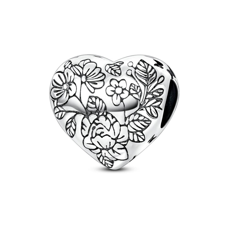 Charm Corazon Con Flores