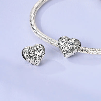 Charm Corazon Con Flores