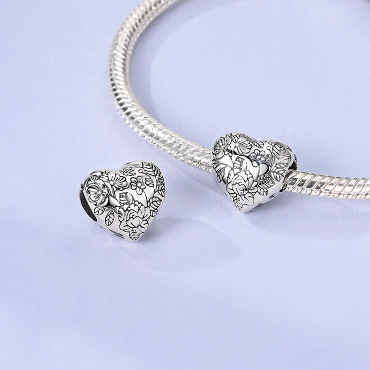 Charm Corazon Con Flores