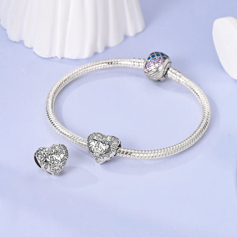Charm Corazon Con Flores