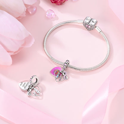 Charm Corazon Rosa Madre E hija