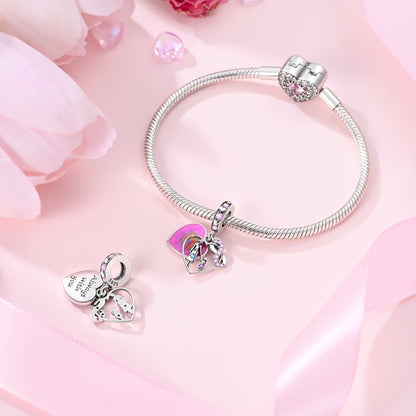 Charm Corazon Rosa Madre E hija
