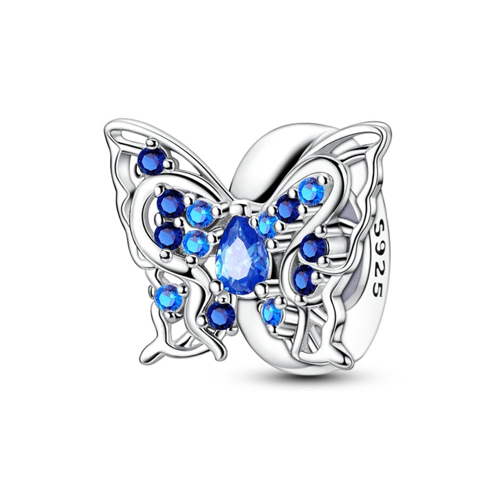 Charm Mariposa Plateada & Azul