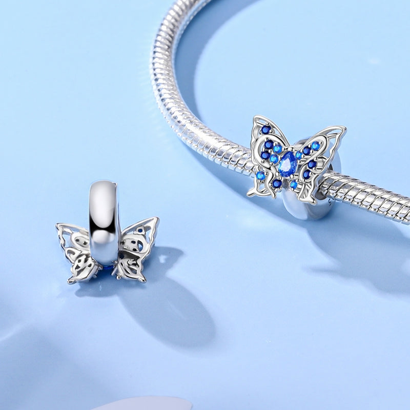 Charm Mariposa Plateada & Azul