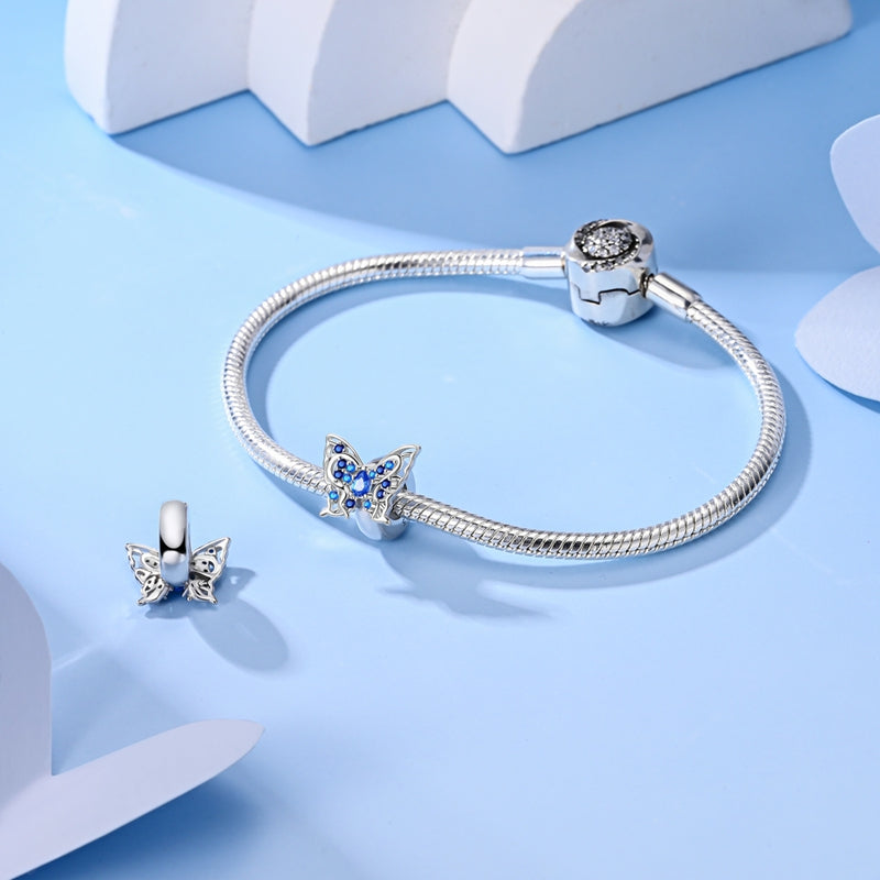 Charm Mariposa Plateada & Azul