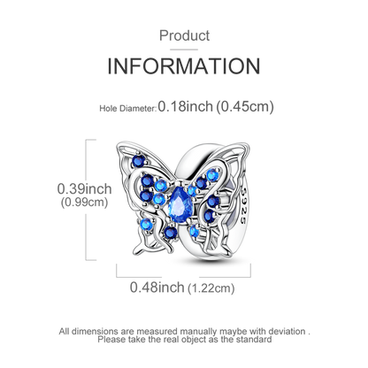 Charm Mariposa Plateada & Azul
