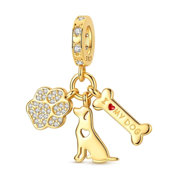 Charm Colgante Cachorro Dorado