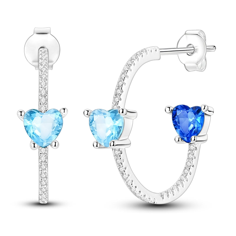 Aretes Corazón del Mar Azul