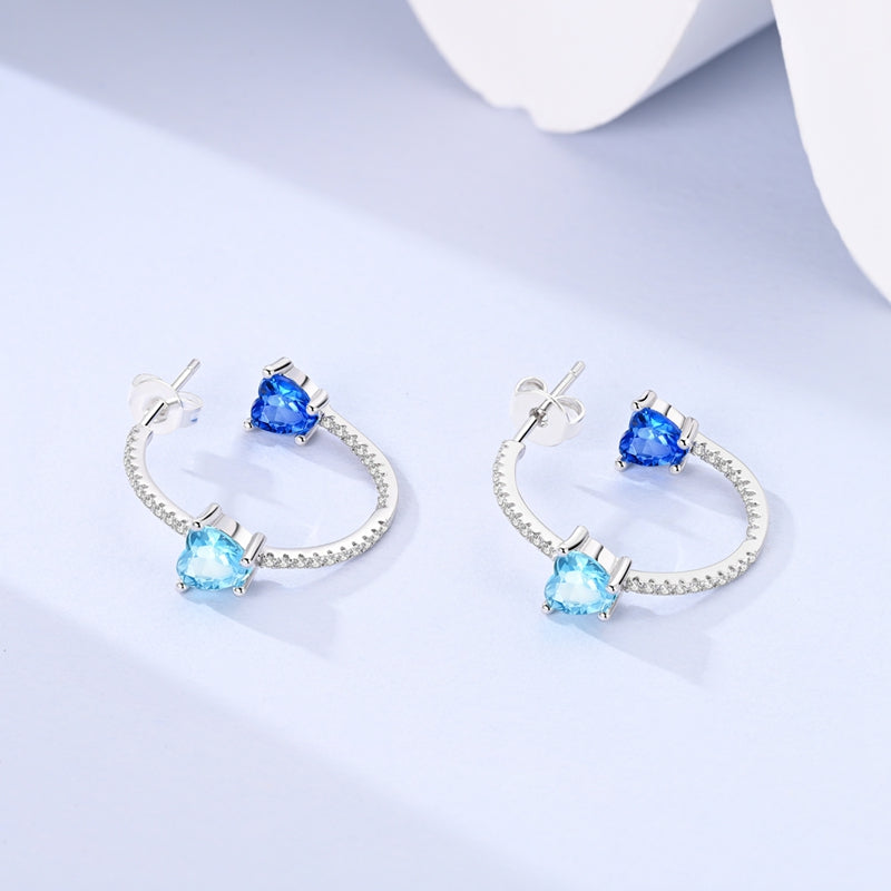 Aretes Corazón del Mar Azul