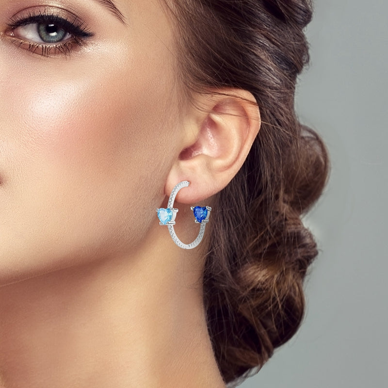 Aretes Corazón del Mar Azul