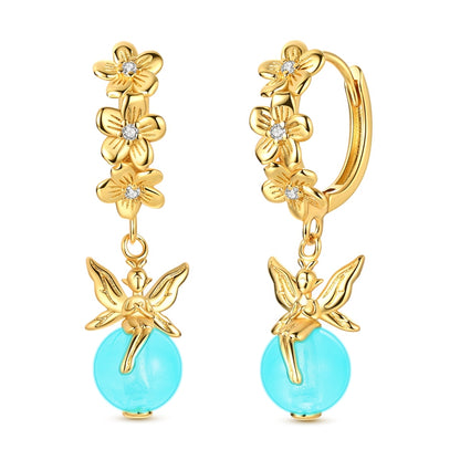 Aretes Flores Doradas & Hadas