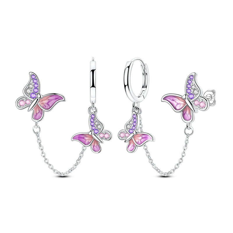 Aretes Mariposas Rosas