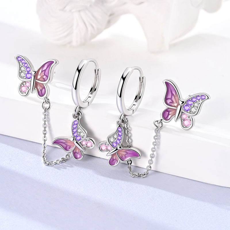 Aretes Mariposas Rosas