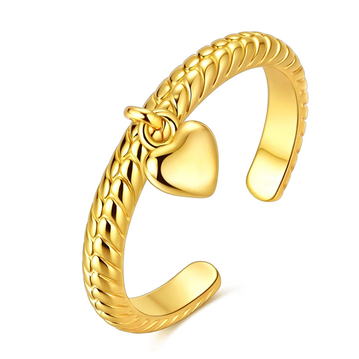 Anillo Corazon Colgante Dorado