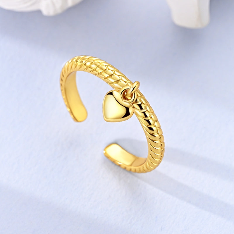 Anillo Corazon Colgante Dorado