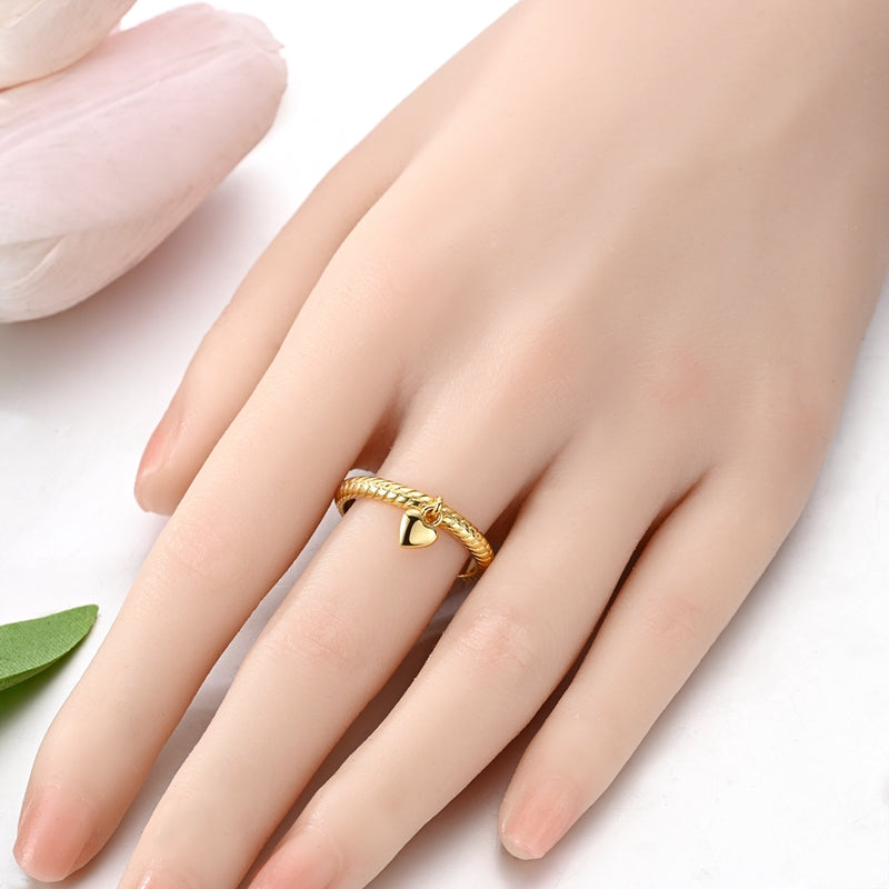 Anillo Corazon Colgante Dorado