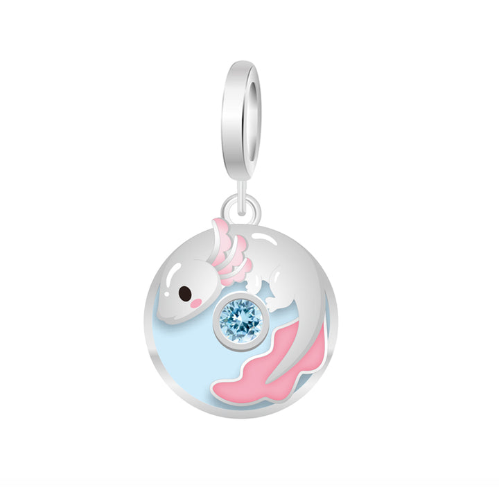 Charm Ajolote Con Piedra Azul