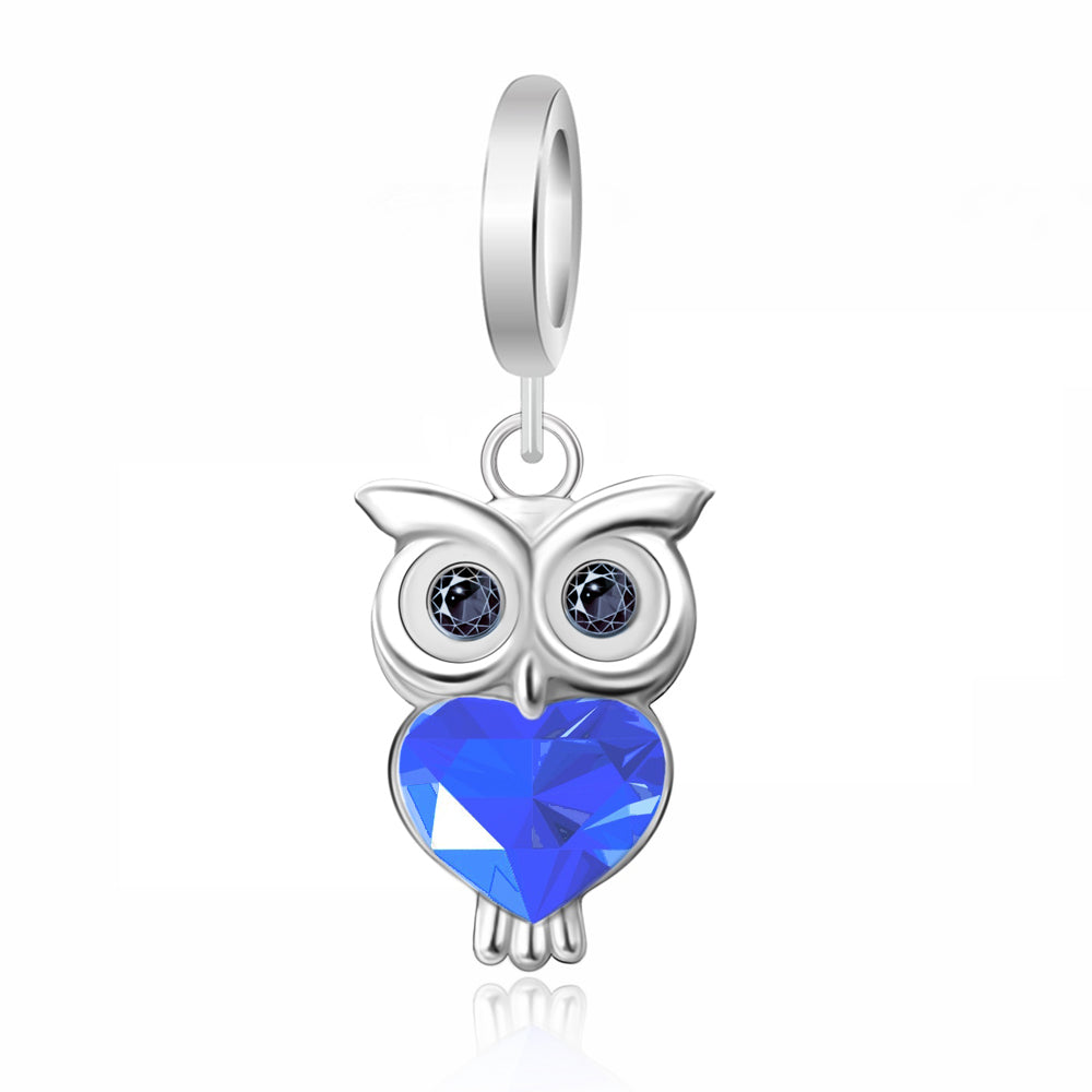 Charm Buho Con Corazon Azul