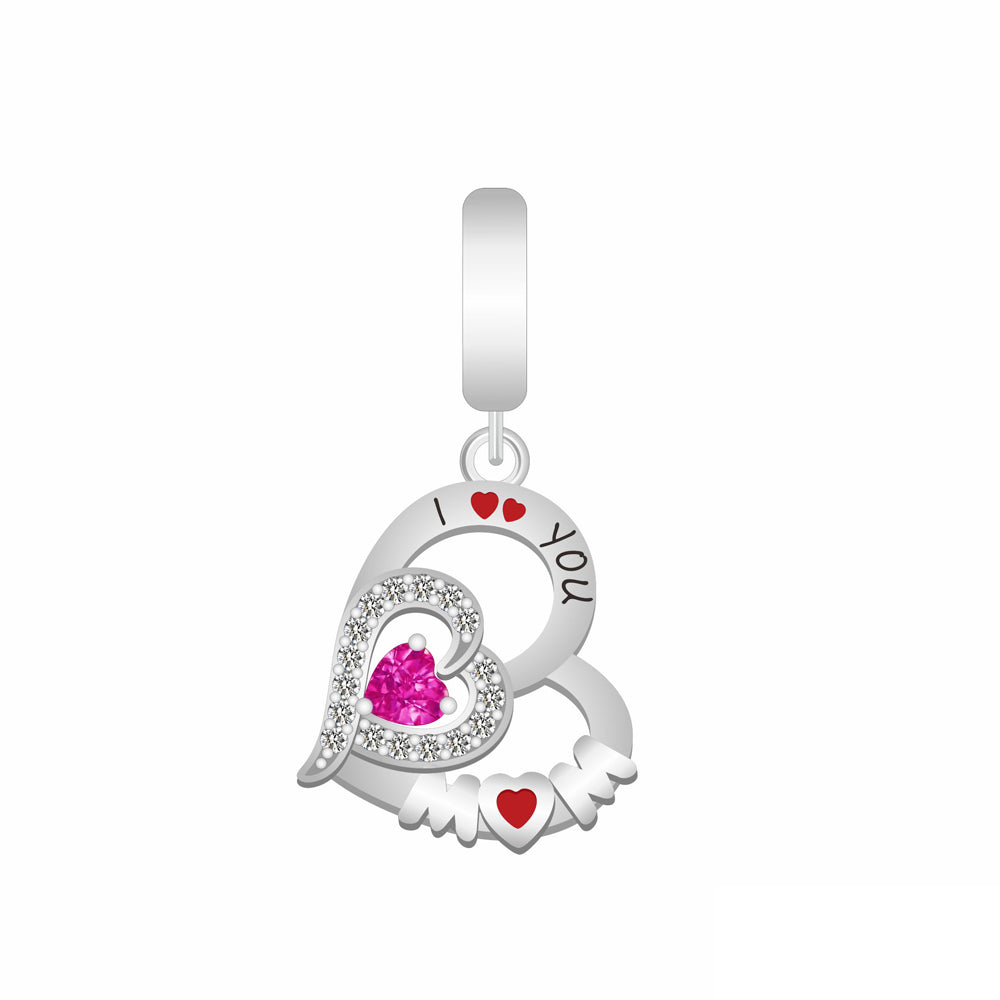 Charm Corazon Rosa "I Love You Mom"