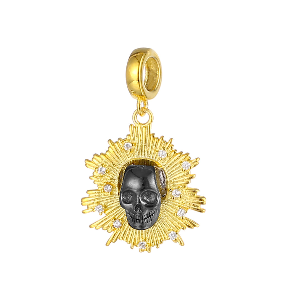 Charm Colgante Brillante De Calavera Negra