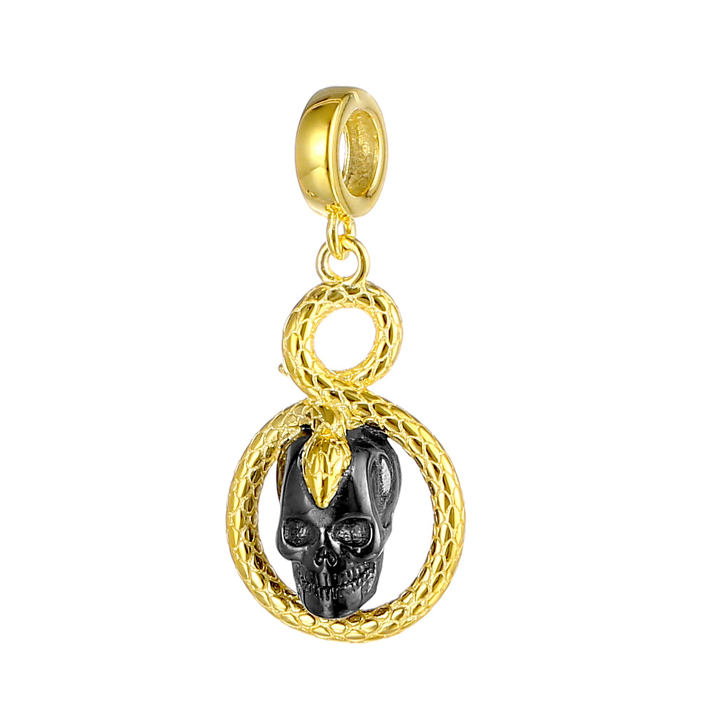 Charm Colgante De Serpiente Con Calavera Negra