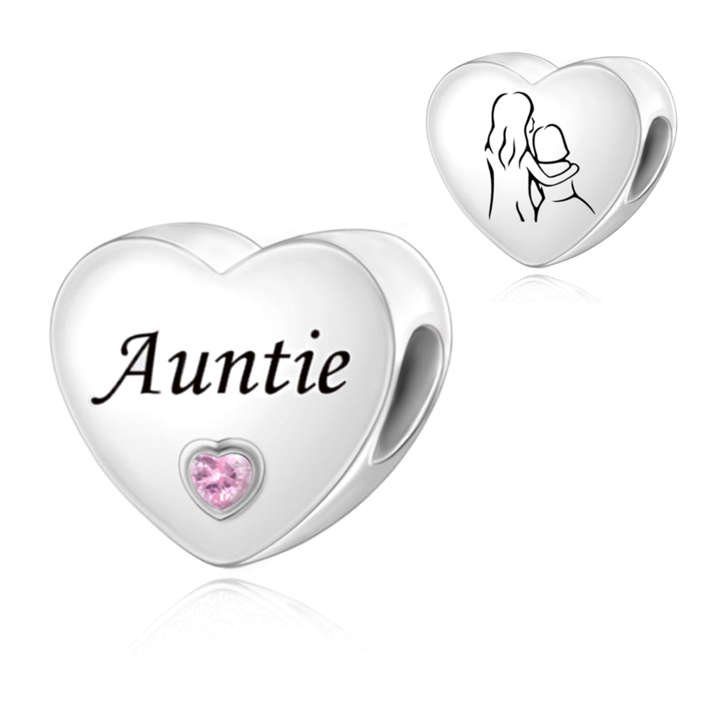 Charm Corazon Plateado "Auntie"