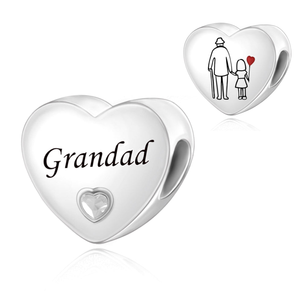 Charm Corazón Plateado "Grand Dad"