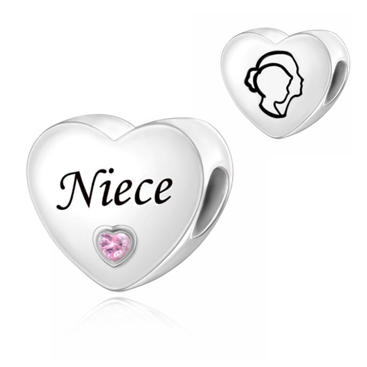 Charm Corazón Plateado "Niece"