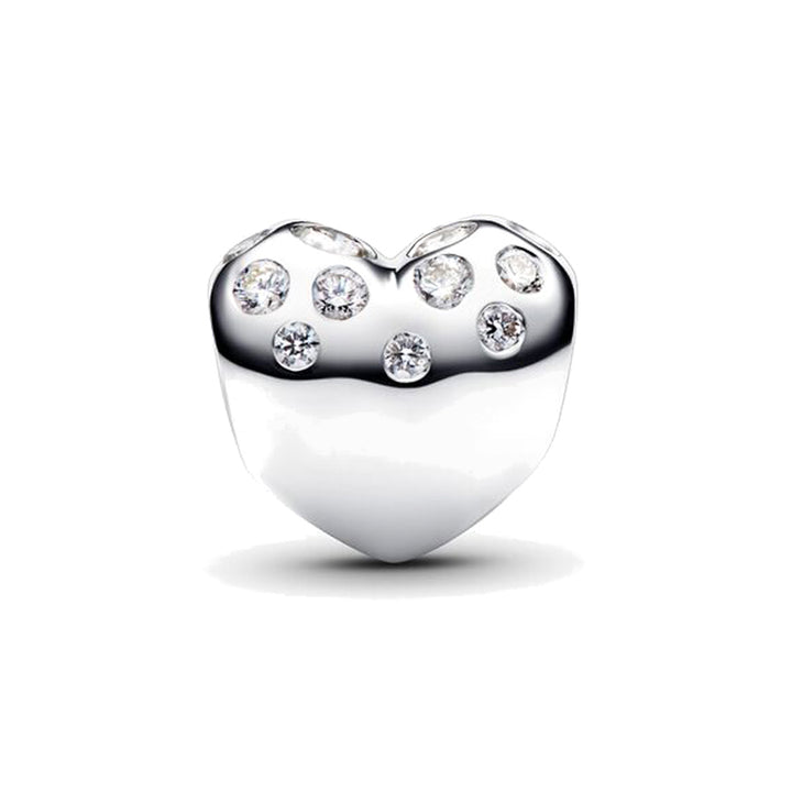Charm Corazon Plateado Diamantado