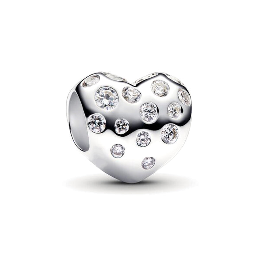 Charm Corazon Plateado Diamantado