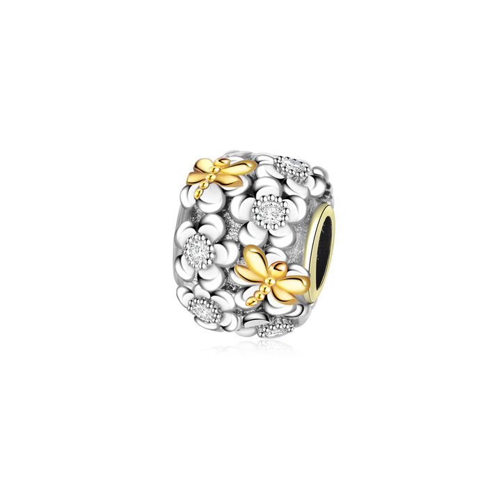 Charm Diamantando De Flores & Libelulas