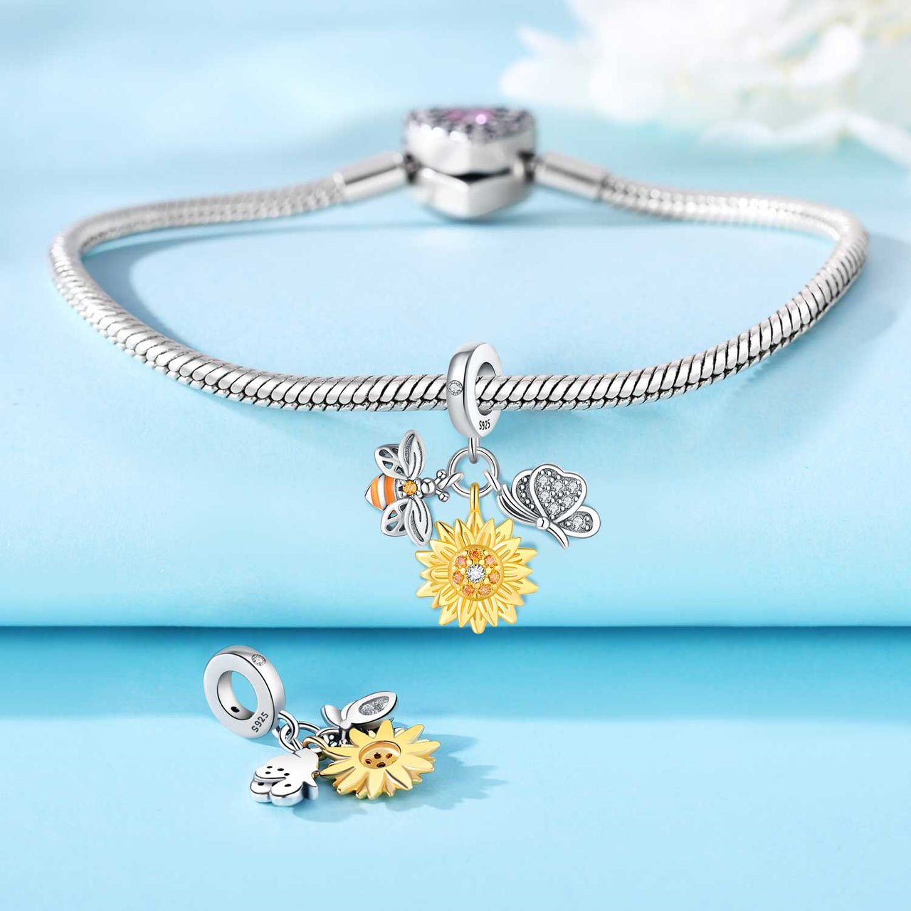 Charm Abeja, Girasol & Mariposa