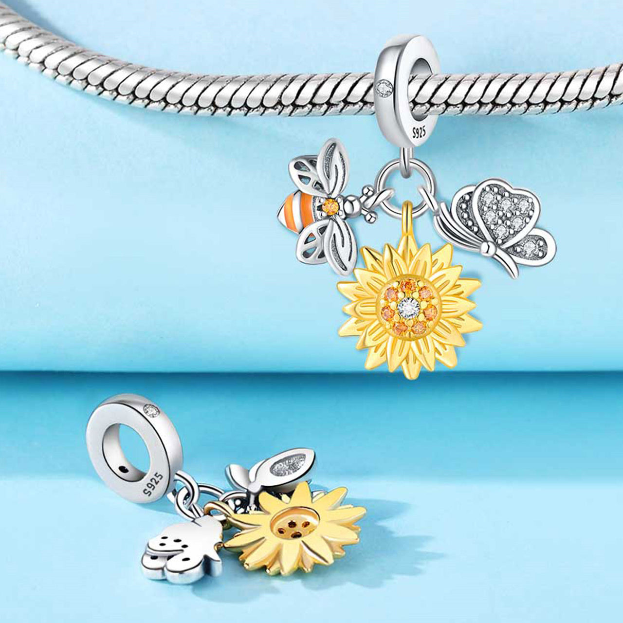 Charm Abeja, Girasol & Mariposa