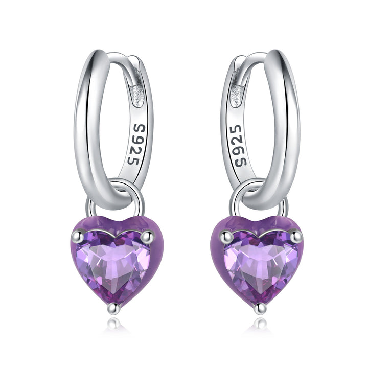 Aretes Corazón Morado "Amor Púrpura"