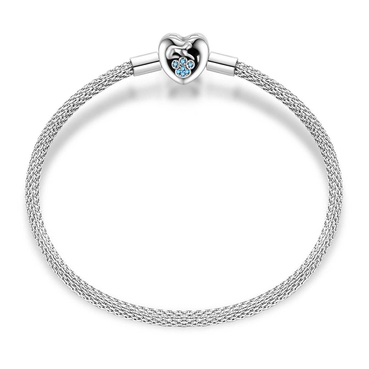 Pulsera Corazón Huella de Perrito Azul