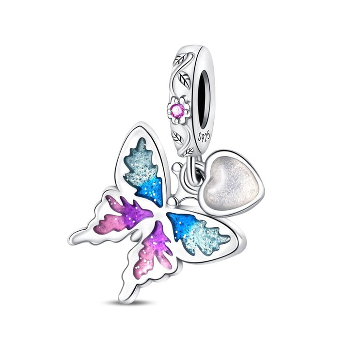 Charm Mariposa y Corazón Blanco