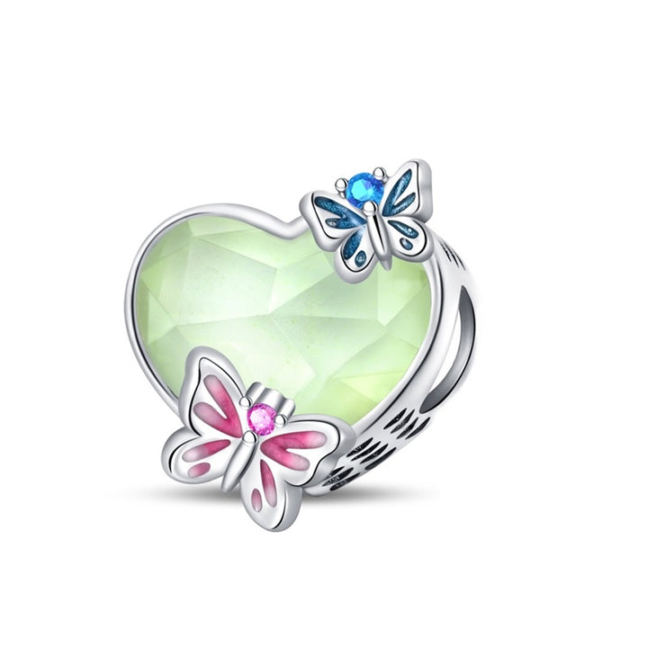 Charm Corazon Verde y Mariposas