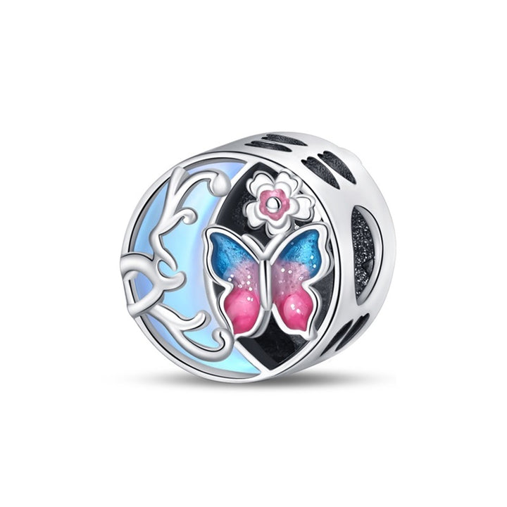Charm Luna Azul y Mariposa Rosa
